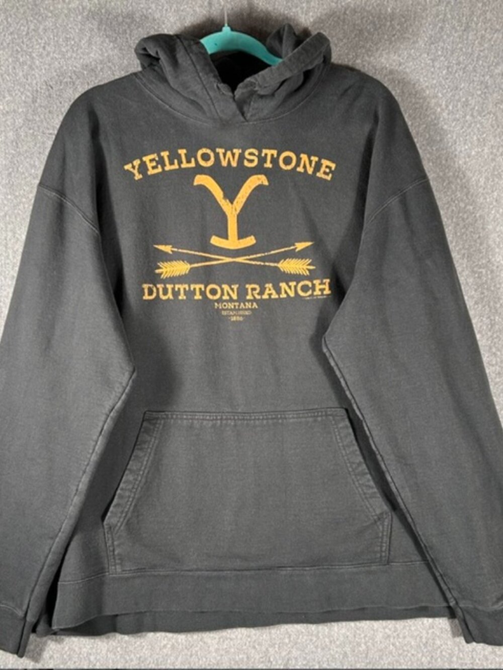 MTV Yellowstone Dutton Ranch Graphic Hoodie Unisex Sz 2XL Black Drawstring